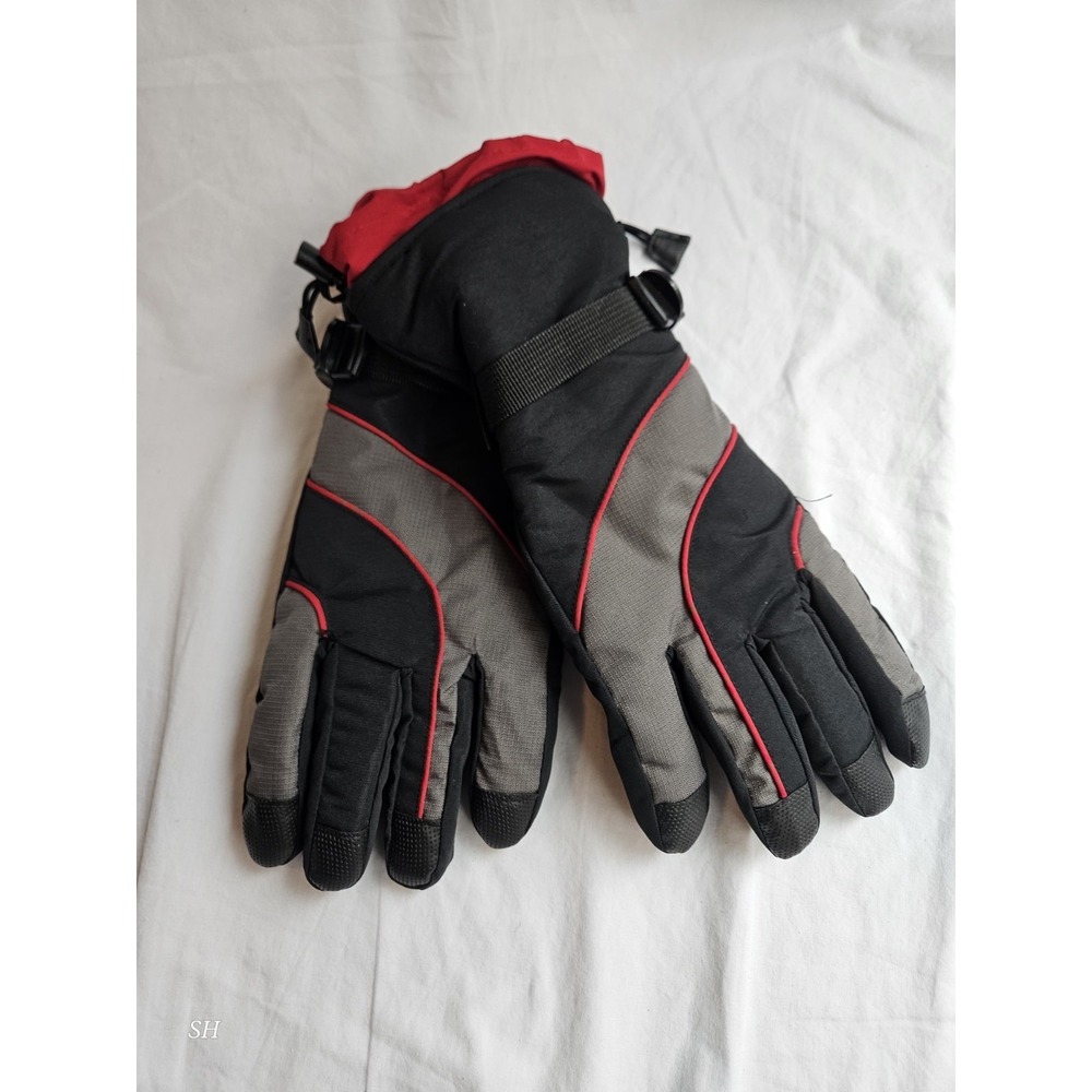 BECTECH Mens Winter Gloves Thinsulate Insulated Ski Snow Black Red Waterproof‎